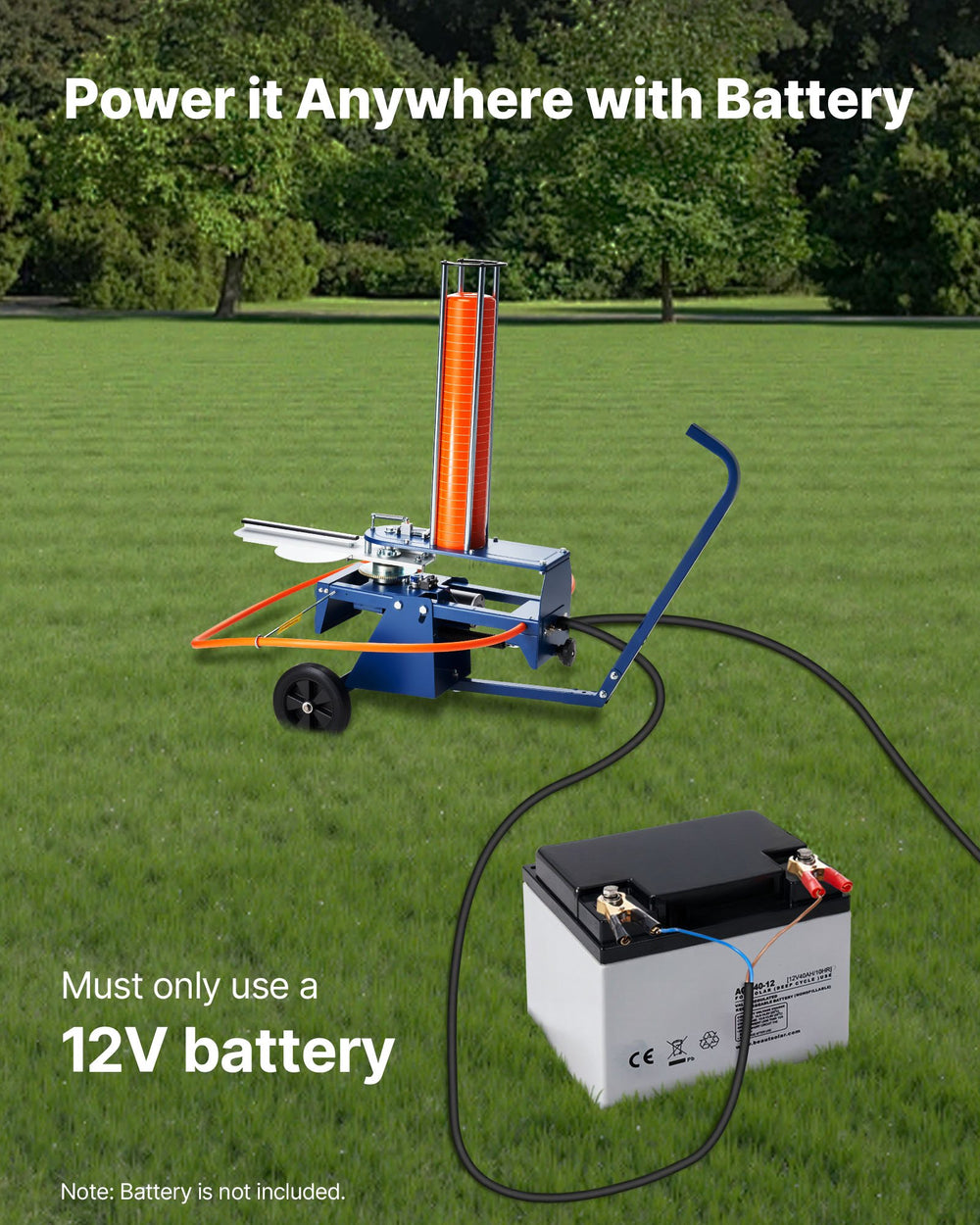 Uses 12V battery power (battery not included) (feature image)