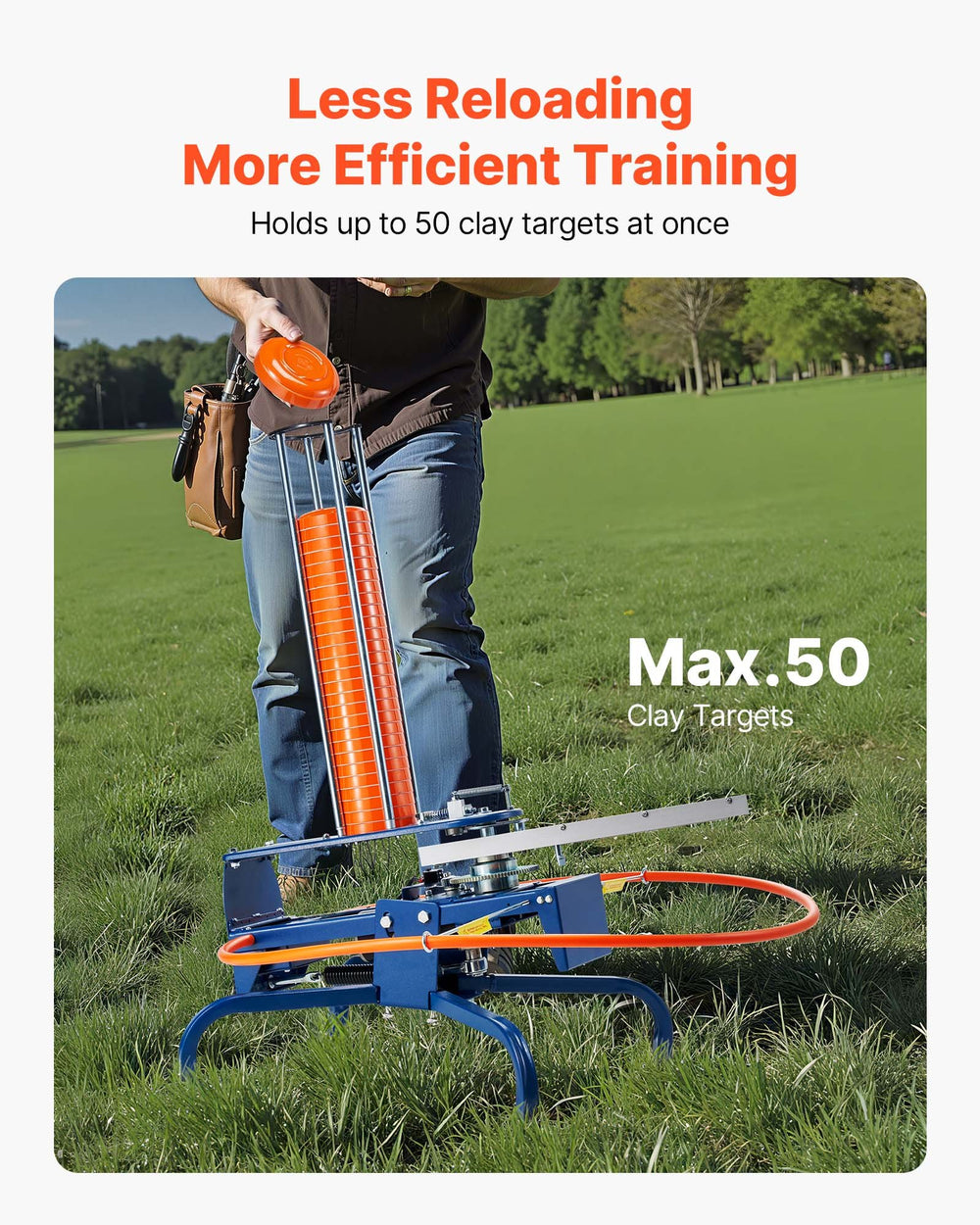VEVOR Clay Target Thrower holds up to 50 clay targets at once