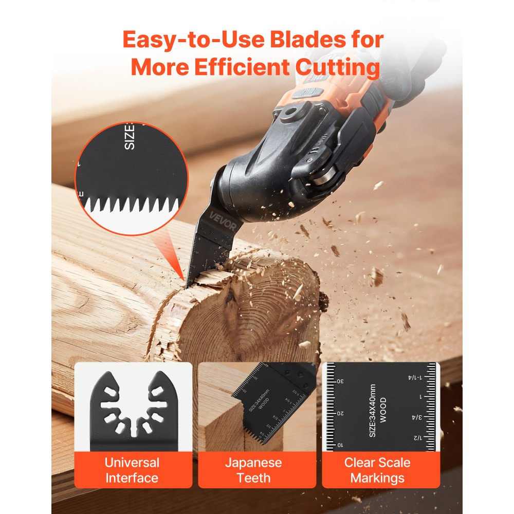 VEVOR 160-Piece Oscillating Saw Blades and Sanding Kit – 36 Universal Multi Tool Blades with 2 Scrapers, 2 Sanding Pads & 120 Sandpapers, 11 Types Oscillating Multitool Blades for Wood Plastic Metal