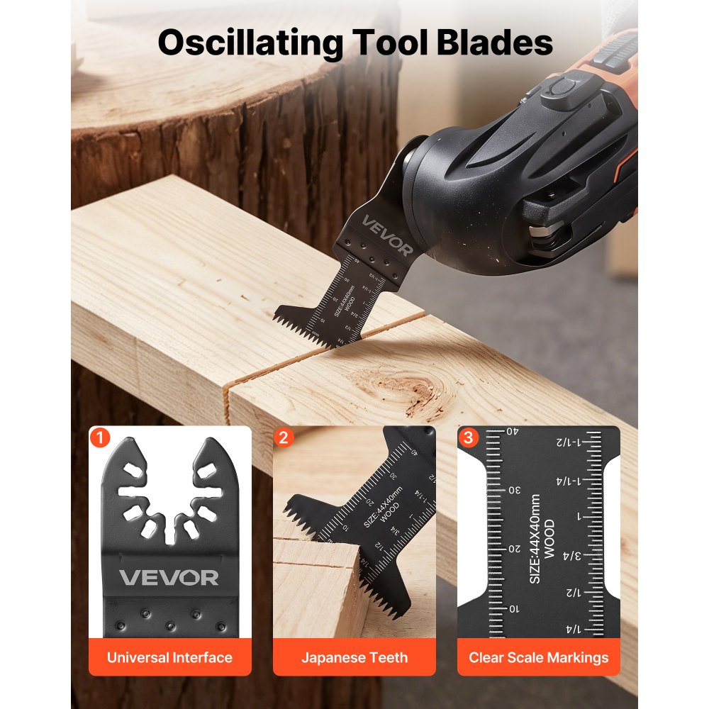 VEVOR 60PCS Oscillating Saw Blades Japanese Teeth, Universal Quick Release Oscillating Multi Tool Blades, Multitool Tool Blades for Wood Plastic PVC, Compatible with Dewalt Milwaukee Bosch Craftsman