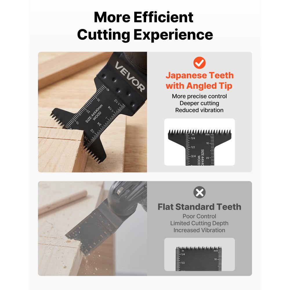 VEVOR 60PCS Oscillating Saw Blades Japanese Teeth, Universal Quick Release Oscillating Multi Tool Blades, Multitool Tool Blades for Wood Plastic PVC, Compatible with Dewalt Milwaukee Bosch Craftsman