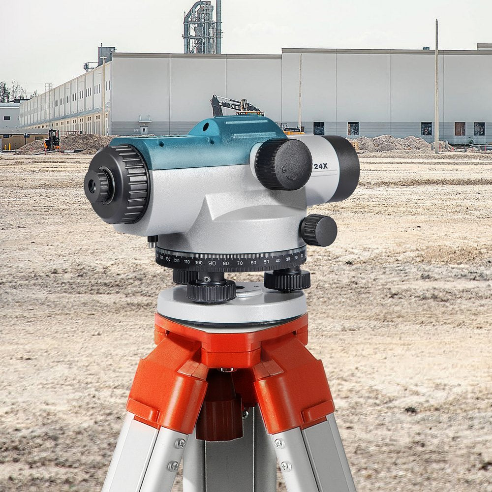 VEVOR Automatic Optical Level 24X Optical Auto Level Kit High Precision Height/Distance/Angle Level Measure Builders Level with Magnetic Dampened Compensator and Transport Lock, IP54 Waterproof