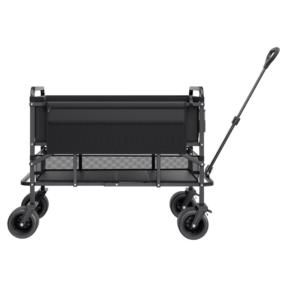 VEVOR Double Decker Wagon Collapsible, 400L Heavy Duty Folding Wagon Cart, Extended Long Garden Cart with All-Terrain Wheels, Support Up to 450lbs, Outdoor Utility Wagon for Camping, Sports, Shopping
