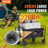 VEVOR Collapsible Folding Wagon, 2 cu.ft Grass Wagon Cart with All-Terrain 5in Wheels, Heavy Duty Folding Wagon Cart 220 lbs Weight Capacity with Drink Holders, Wagon for Camping, Shopping, Garden