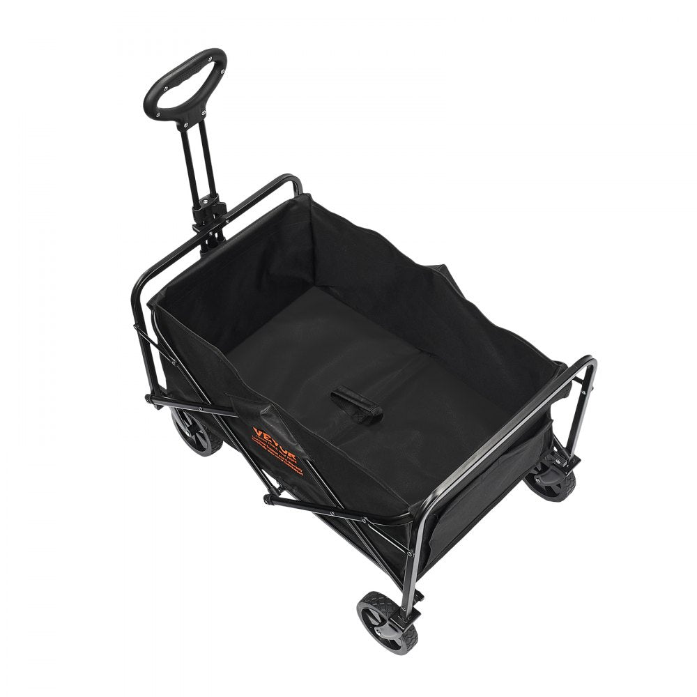 VEVOR Collapsible Folding Wagon, 2 cu.ft Grass Wagon Cart with All-Terrain 5in Wheels, Heavy Duty Folding Wagon Cart 220 lbs Weight Capacity with Drink Holders, Wagon for Camping, Shopping, Garden