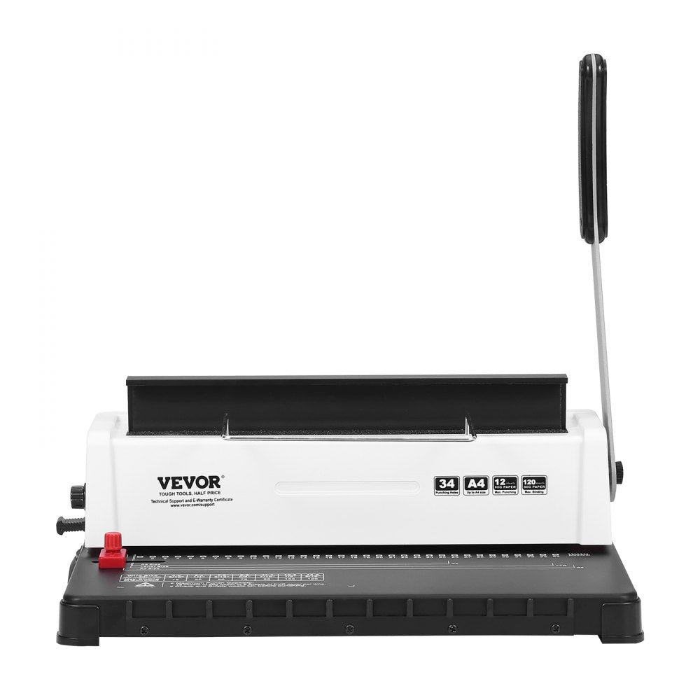 VEVOR Coil Spiral Binding Machine, Manual Book Maker 34-Holes Binding 120 Sheets, Punch Binder Adjustable 3/16" - 9/16" Coil Binding Spines, for Letter Size, A4, A5