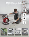 VEVOR Drain Cleaner Machine 50 FT x 5/16 Inch, Auto Feed Sewer Snake Auger with 4 Cutters & Air-Activated Foot Switch for 2" to 4" Pipes