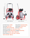 VEVOR Drain Cleaner Machine 100 FT x 1/2 Inch, Auto Feed Sewer Snake Drain Auger on Wheels, Portable Drain Cleaning Machine with 8 Cutters & Air-Activated Foot Switch for 2" to 6" Pipes