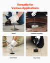 VEVOR Drain Cleaner Machine 100 FT x 3/4 Inch, Auto Feed Sewer Snake Auger on Wheels, Portable Drain Cleaning Machine with 4 Cutters & Air-activated Foot Switch for 4" to 8" Pipes