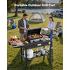 VEVOR Outdoor Grill Cart, 31.0 x 17.0 inch Tabletop Size Grilling Table, Foldable Outdoor Cooking Table with Tissue Holder, Hooks, Wheels, Side Table, BBQ Prep Tables for Picnic, Kitchen, Courtyard