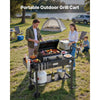 VEVOR Outdoor Grill Cart, 31.0 x 17.0 inch Tabletop Size Grilling Table, Foldable Outdoor Cooking Table with Tissue Holder, Wheels, Magnetic Tool Rack, BBQ Prep Tables for Picnic, Kitchen, Courtyard