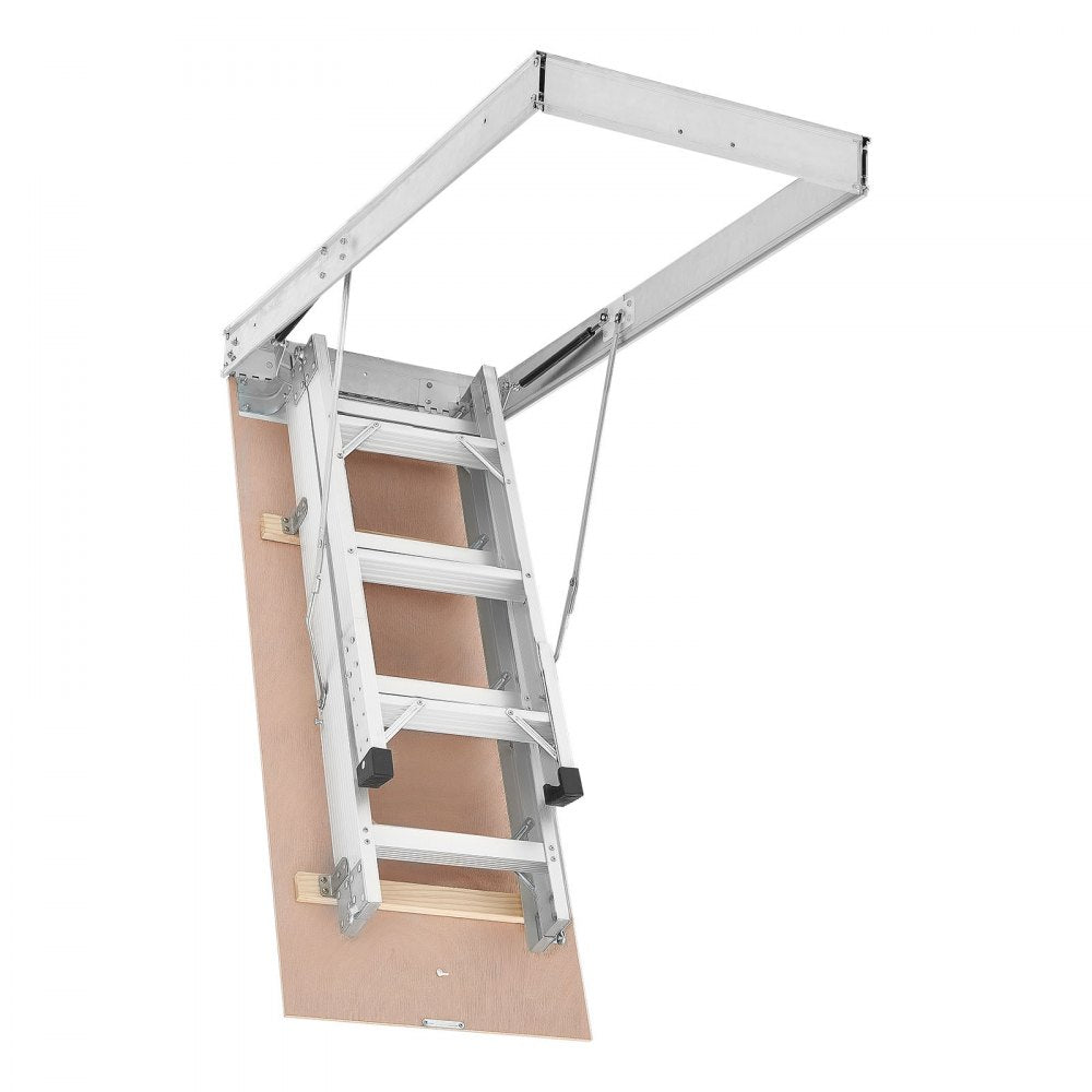 VEVOR Aluminum Attic Ladder, Fits 9.8'-10.3'/7.66'-9.8' Ceiling Height, 54" x 22.5" Opening, 375 lbs Load Capacity, Multi-Purpose Foldable Lightweight and Portable Attic Stairs for Convenient Access