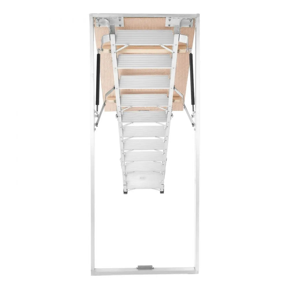 VEVOR Aluminum Attic Ladder, Fits 9.8'-10.3'/7.66'-9.8' Ceiling Height, 54" x 22.5" Opening, 375 lbs Load Capacity, Multi-Purpose Foldable Lightweight and Portable Attic Stairs for Convenient Access