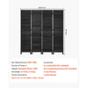VEVOR Wood Room Divider 4 Panels 67 in Wood Folding Privacy Screen Black, For Room Separation & Home Decor, Solid Frame, 360° Two-Way Hinges, Easy Assembly, Louvered Wooden Partition with Hardware