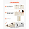 VEVOR Wood Room Divider 4 Panels 67 in Tall Wood Folding Privacy Screen, For Room Separation & Home Decor, Solid Frame, 360° Two-Way Hinges, Easy Assembly, Louvered Wooden Partition with Hardware