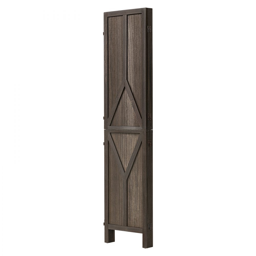 VEVOR Wood Room Divider 4 Panels Wood Folding Privacy Screen Y Pattern, For Room Separation & Home Decor, 67 inches Tall, Solid Frame, 360° Two-Way Hinges, Rustic Wooden Partition with Hardware