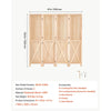 VEVOR Wood Room Divider 4 Panels 59.8" Pegboard Wood Folding Privacy Screen, For Room Separation & Home Decor, Solid Frame with X Pattern, 360° Two-Way Hinges, Rustic Wooden Partition with Hardware