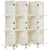 VEVOR Wood Room Divider 6 Panels Wood Folding Privacy Screen with Shelves, For Room Separation & Home Decor, 67.1 in Tall, Solid Frame, 360° Two-Way Hinges, Louvered Wooden Partition with Hardware