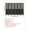 VEVOR Wood Room Divider 6 Panels 67 in Carved Wood Folding Privacy Screen, For Room Separation & Home Decor, Solid Frame, 360° Two-Way Hinges, Easy Assembly, Louvered Wooden Partition with Hardware
