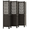 VEVOR Wood Room Divider 6 Panels 67 in Carved Wood Folding Privacy Screen, For Room Separation & Home Decor, Solid Frame, 360° Two-Way Hinges, Easy Assembly, Louvered Wooden Partition with Hardware