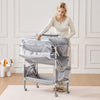 VEVOR Baby Changing Table, Foldable Diaper Change Station with 2 Fabric Drawers, Side Basket & Hanging Rod, Adjustable Height Portable Changing Table with Lockable Wheels & 2 Star Toys, Light Gray