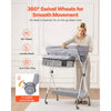 VEVOR Baby Changing Table, Foldable Diaper Change Station with Side Basket, Adjustable Height Portable Changing Table with Lockable Wheels, Multi-Functional Storage Organizer Nursery, Light Gray