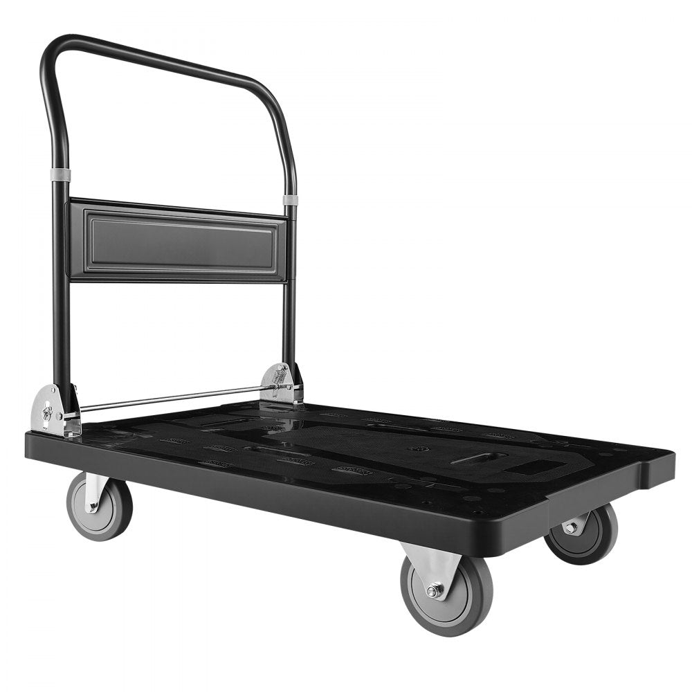 VEVOR Foldable Push Cart Dolly, 1000 lbs Capacity, Folding Platform Truck with Swivel Wheels, Moving Platform Hand Truck Flatbed Cart, Space Saving Push Handle, for Easy Storage, 35.2 x 23.4 x 33.5 in