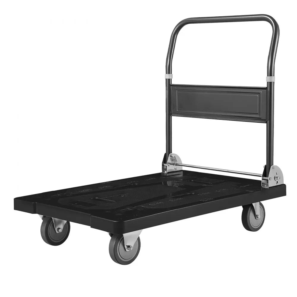 VEVOR Foldable Push Cart Dolly, 1000 lbs Capacity, Folding Platform Truck with Swivel Wheels, Moving Platform Hand Truck Flatbed Cart, Space Saving Push Handle, for Easy Storage, 35.2 x 23.4 x 33.5 in