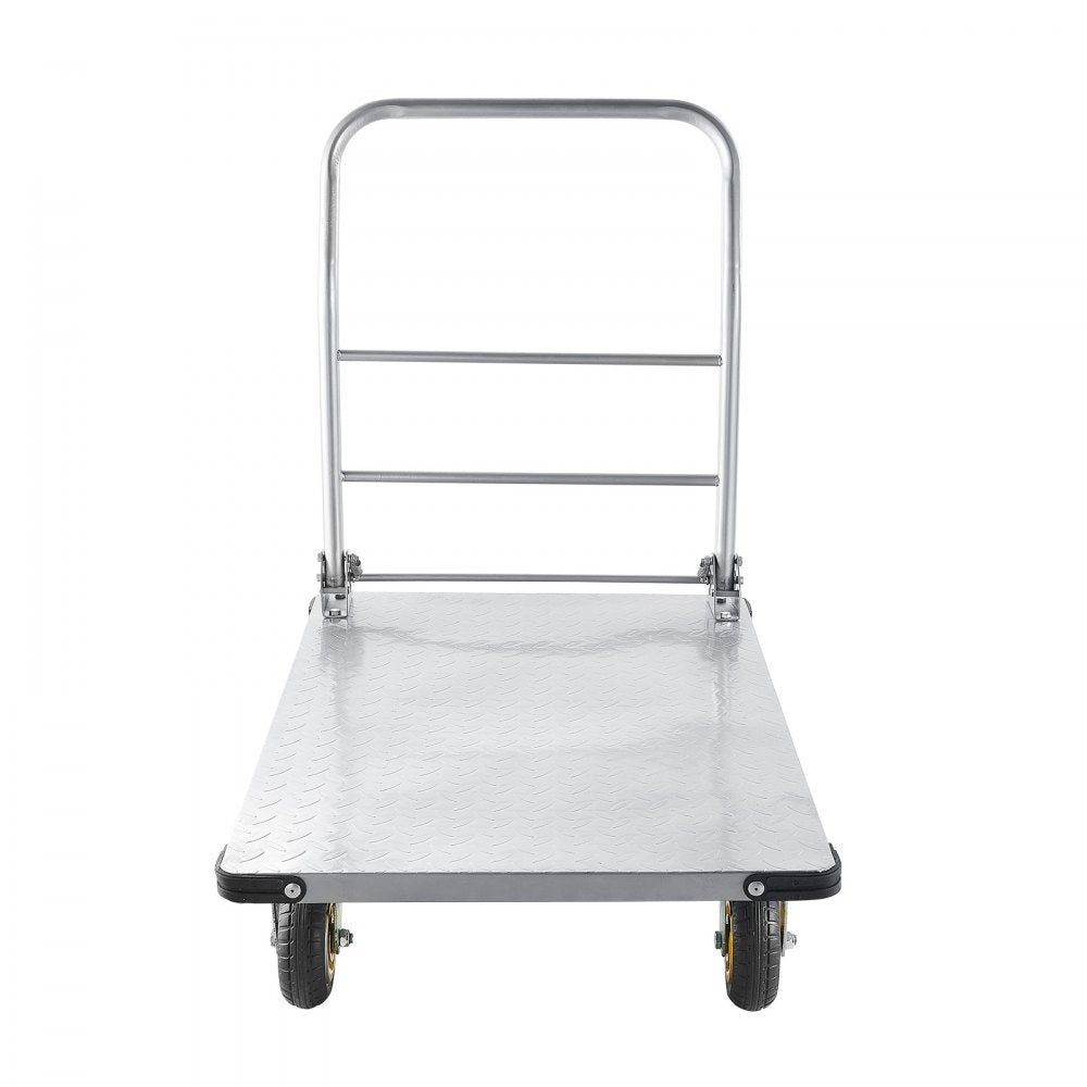VEVOR Platform Truck, 2000 lbs Capacity, Heavy Duty Steel Flatbed Cart with Swivel Wheels and Handle, Foldable Platform Hand Push Truck Dolly, for Groceries, Garage, Warehouse, 35.4 x 23.6 x 35.4 in