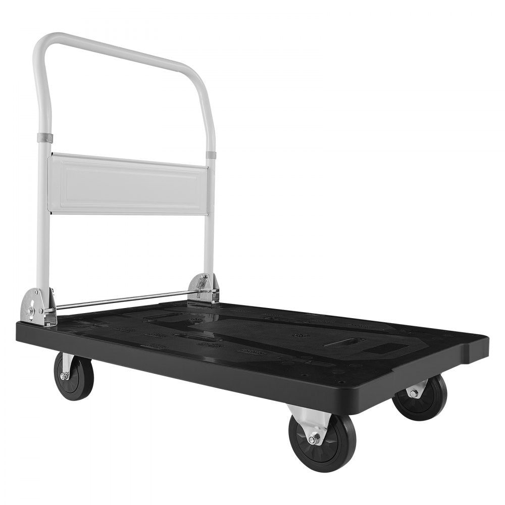 VEVOR Foldable Push Cart Dolly, 660 lbs Capacity, Folding Platform Truck with Swivel Wheels, Moving Platform Hand Truck Flatbed Cart, Space Saving Push Handle, for Easy Storage, 35.2 x 23.4 x 33.5 in