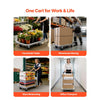 VEVOR Foldable Push Cart Dolly, 660 lbs Load Capacity, Folding Platform Truck with Swivel Wheels, Moving Platform Hand Truck Flatbed Cart, Space Saving Push Handle, for Easy Storage, 35.4 x 34.3 x 24 in