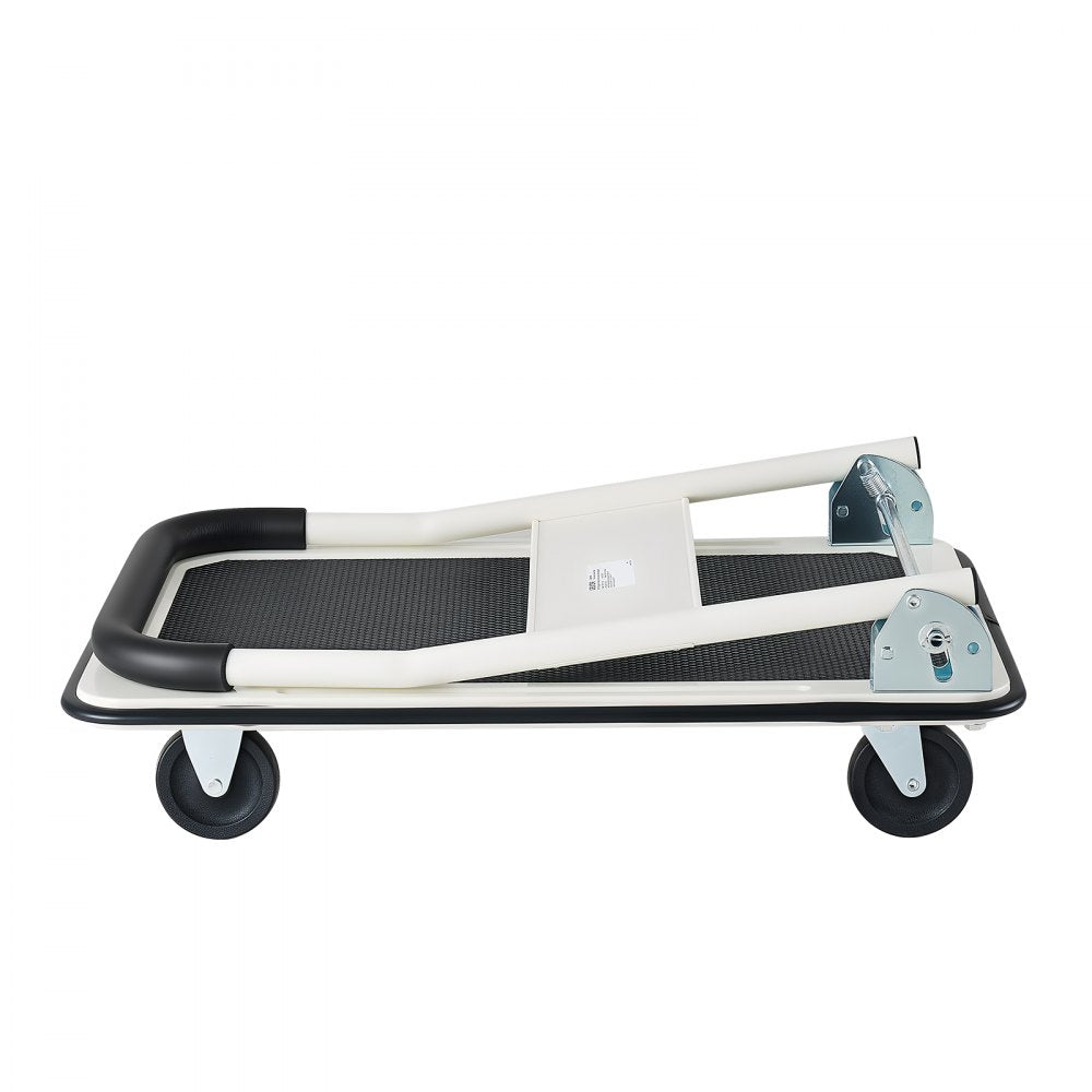 VEVOR Foldable Push Cart Dolly, 330 lbs Load Capacity, Folding Platform Truck with Swivel Wheels, Moving Platform Hand Truck Flatbed Cart, Space Saving Push Handle, for Easy Storage, 29 x 18.9 x 32.5 in
