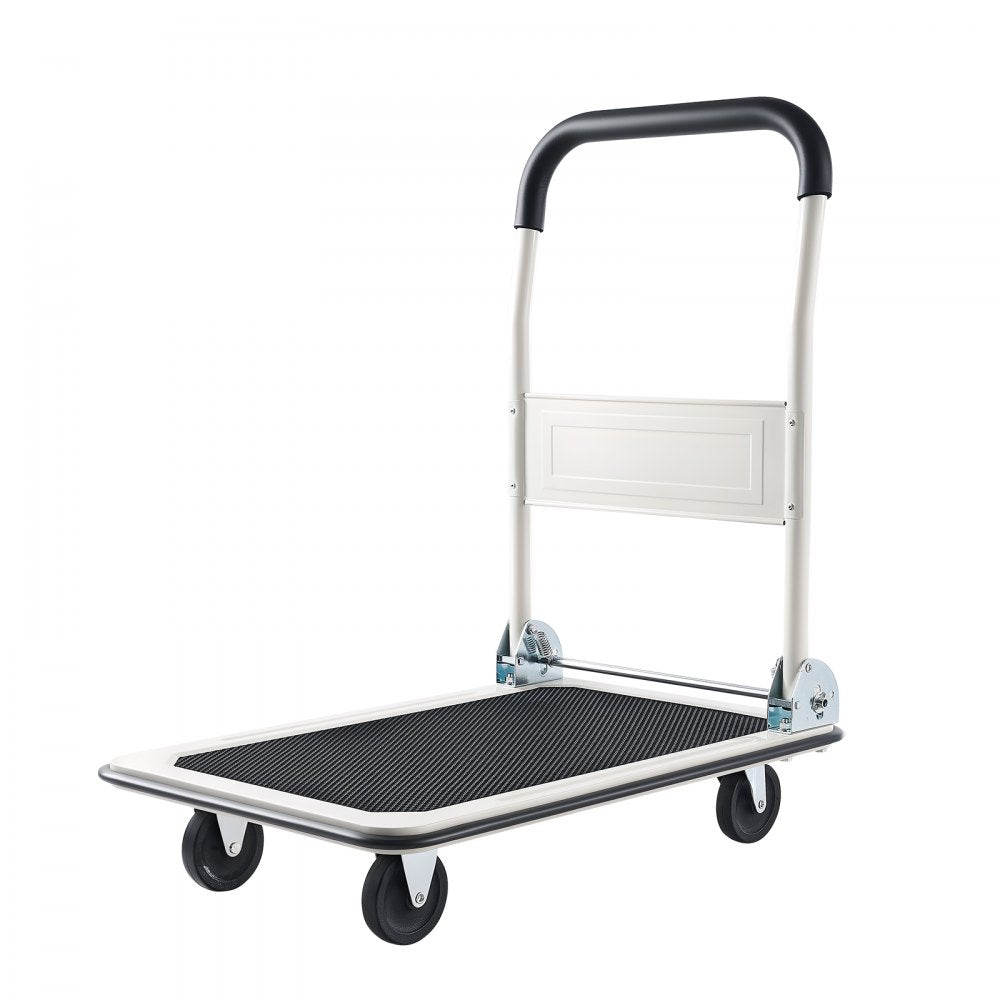 VEVOR Foldable Push Cart Dolly, 330 lbs Load Capacity, Folding Platform Truck with Swivel Wheels, Moving Platform Hand Truck Flatbed Cart, Space Saving Push Handle, for Easy Storage, 29 x 18.9 x 32.5 in