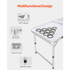 VEVOR 8 Foot Portable Beer Pong Table, Folding Tailgate Table, Cup Holes, Dry Erase Markers and Carrying Handles, Adjustable Height, Lightweight Table for Office, Tailgate Party & Camping, White