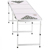 VEVOR 8 Foot Portable Beer Pong Table, Folding Tailgate Table, Cup Holes, Dry Erase Markers and Carrying Handles, Adjustable Height, Lightweight Table for Office, Tailgate Party & Camping, White
