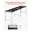 VEVOR 8 Foot Portable Beer Pong Table, Foldable Tailgate Table,Carrying Handles and 6 Pong Balls, Adjustable Height, Lightweight Table for Office, Tailgate Party, Travel and Camping, Black