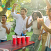 VEVOR 8 Foot Portable Beer Pong Table, LED Lights, Foldable Tailgate Table with Carrying Handles and 6 Pong Balls, Adjustable Height, Lightweight Table for Office, Tailgate Party, Travel & Camping