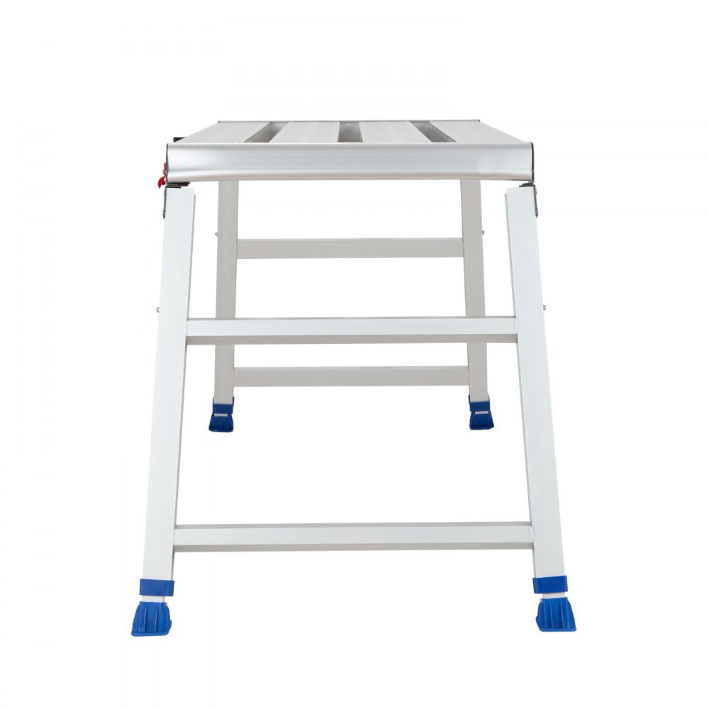 VEVOR Folding Work Platform, Adjustable Height 23-34.5 in, 40 x 18 in Aluminum Step Stool, 500 lbs Load Capacity, Heavy Duty Non-Slip Platform Ladder, Portable Work Bench for Painting, Maintenance