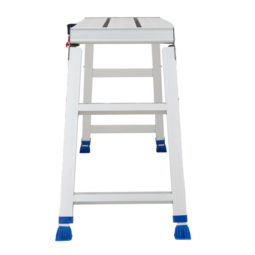 VEVOR Folding Work Platform, Adjustable Height 23-34.5 in, 40 x 12 in Aluminum Step Stool, 500 lbs Load Capacity, Heavy Duty Non-Slip Platform Ladder, Portable Work Bench for Painting, Maintenance