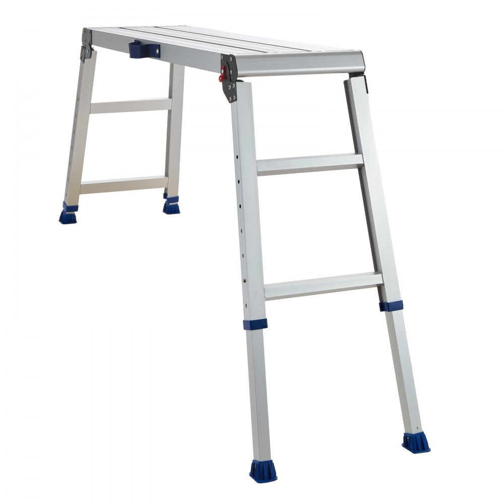 VEVOR Folding Work Platform, Adjustable Height 23-34.5 in, 40 x 12 in Aluminum Step Stool, 500 lbs Load Capacity, Heavy Duty Non-Slip Platform Ladder, Portable Work Bench for Painting, Maintenance
