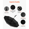 VEVOR Travel Umbrella, 42 in Portable Compact Umbrellas, Automatic Open-Close Umbrella,  Lightweight & Durable with Flexible Fiberglass Ribs, Windproof, Rainproof, and Sun-Blocking Canopy (Black)