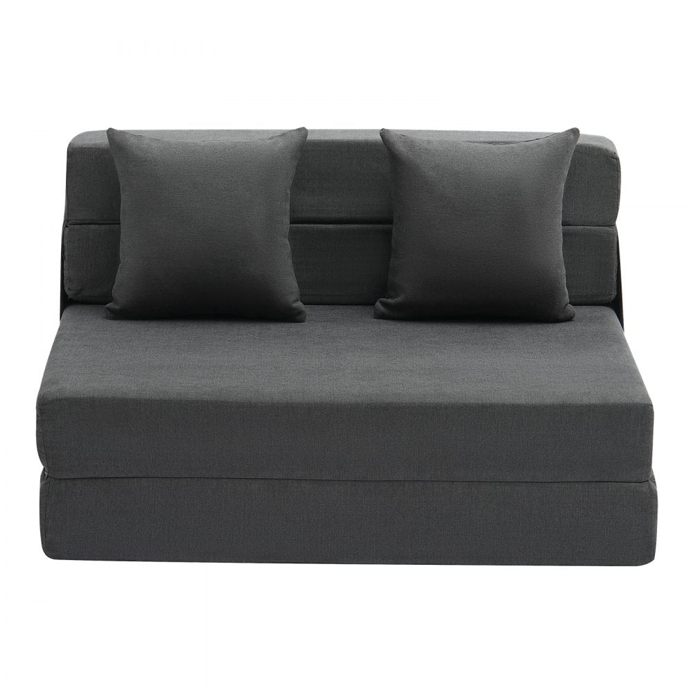 VEVOR Folding Sofa Bed, 3-in-1 Foldable Couch Bed with 2 Pillows and Washable Cover, 25D High Density Memory Foam Convertible Sleeper Chair Bed, Futon Couch for Living Room, Bedroom, Dark Grey(Twin)