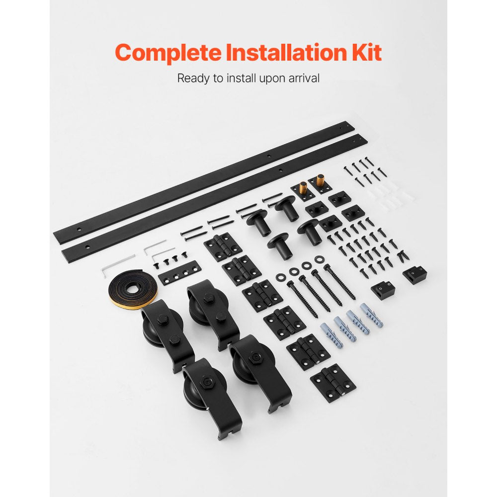 VEVOR Bi-Folding Sliding Barn Door Hardware Track Kit, 60" Top Mount Track Kit, Slide Smoothly & Quietly, Heavy Duty, Easy to Install, Suitable for Four 14" Closet Pantry Laundry Doors (Not Included)