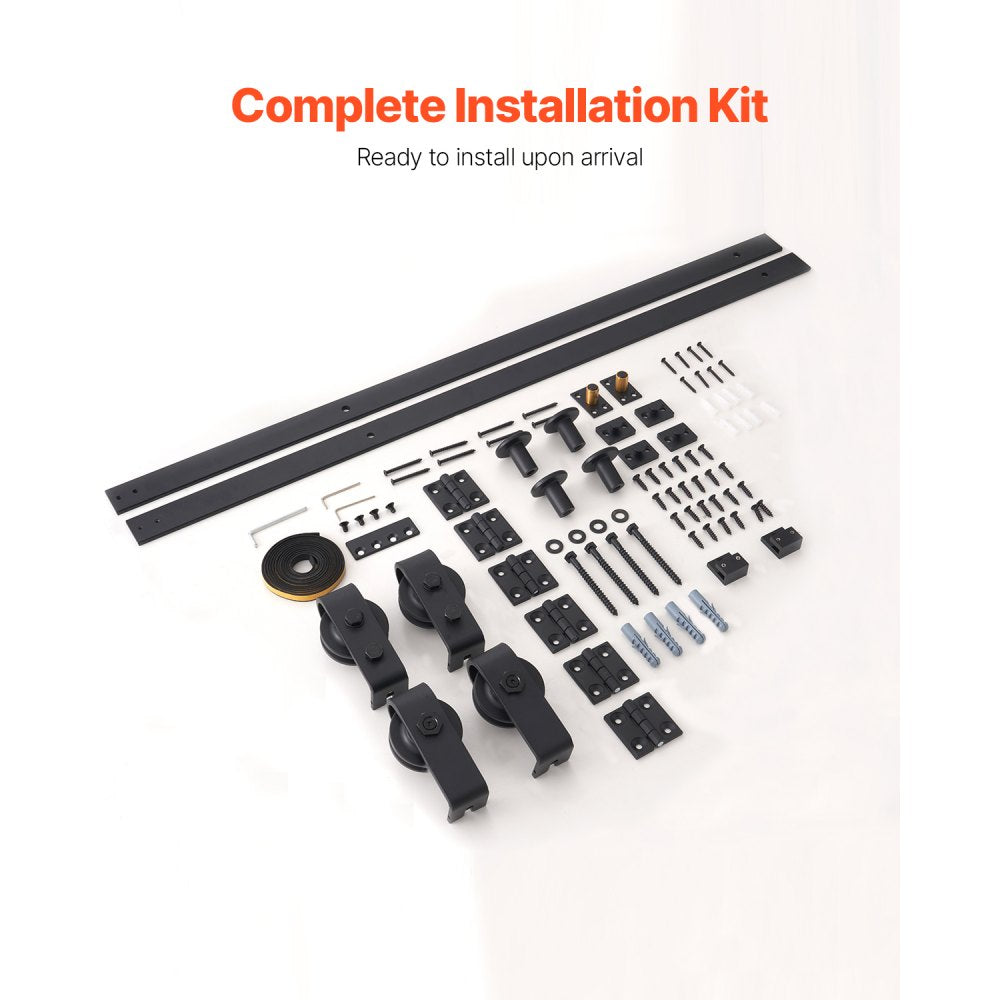 VEVOR Bi-Folding Sliding Barn Door Hardware Track Kit, 76" Top Mount Track Kit, Slide Smoothly & Quietly, Heavy Duty, Easy to Install, Suitable for Four 18" Closet Pantry Laundry Doors (Not Included)