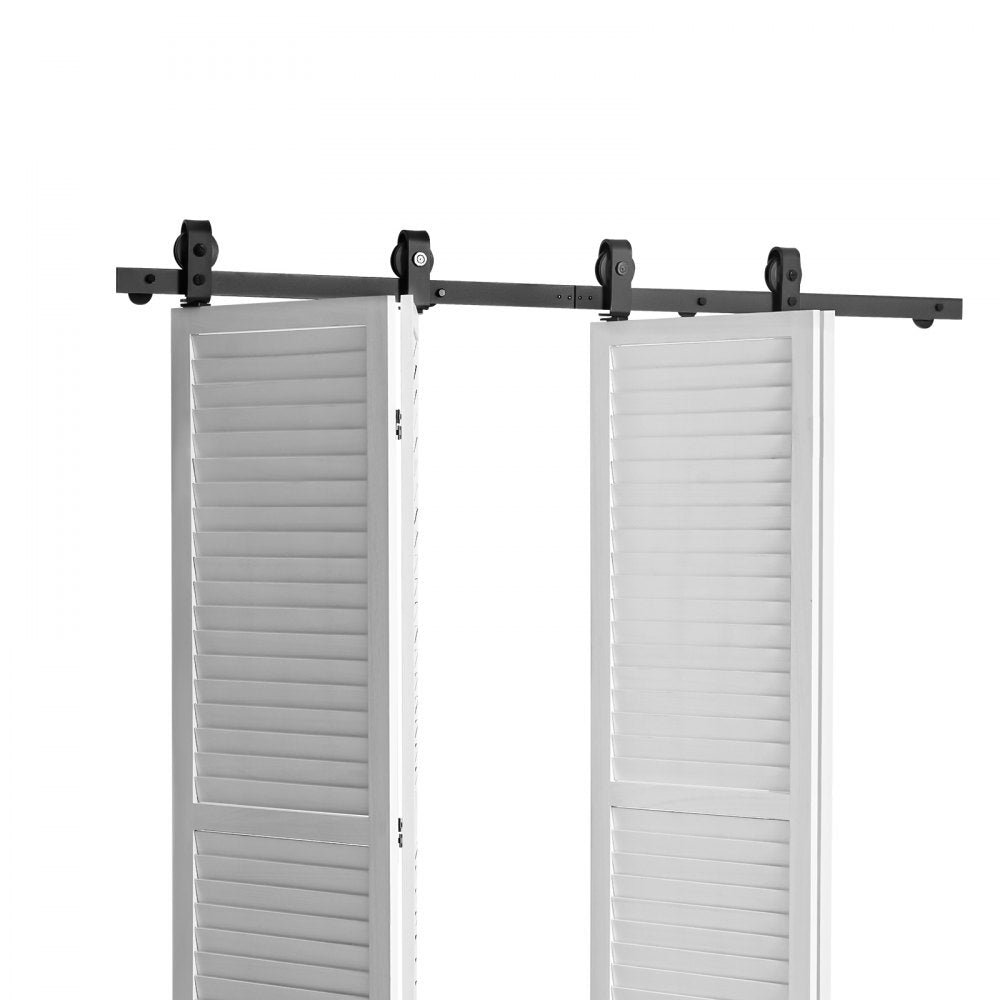 VEVOR Bi-Folding Sliding Barn Door Hardware Track Kit, 76" Top Mount Track Kit, Slide Smoothly & Quietly, Heavy Duty, Easy to Install, Suitable for Four 18" Closet Pantry Laundry Doors (Not Included)