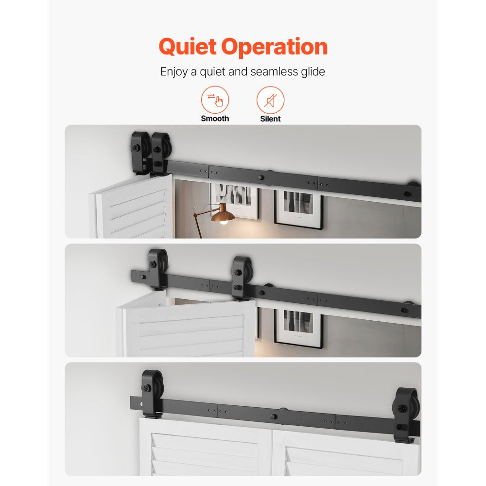 VEVOR Bi-Folding Sliding Barn Door Hardware Track Kit, 40" Top Mount Track Kit, Slide Smoothly & Quietly, Heavy Duty, Easy to Install, Suitable for Two 18" Closet Pantry Laundry Doors (Not Included)