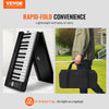VEVOR 61 Key Folding Keyboard Piano, Bluetooth & MIDI, Portable Electronic Digital Foldable Piano with Sustain Pedal Touch Sensitive Lighted Keys Bag, Rechargeable for Beginners Teens Adults, Black