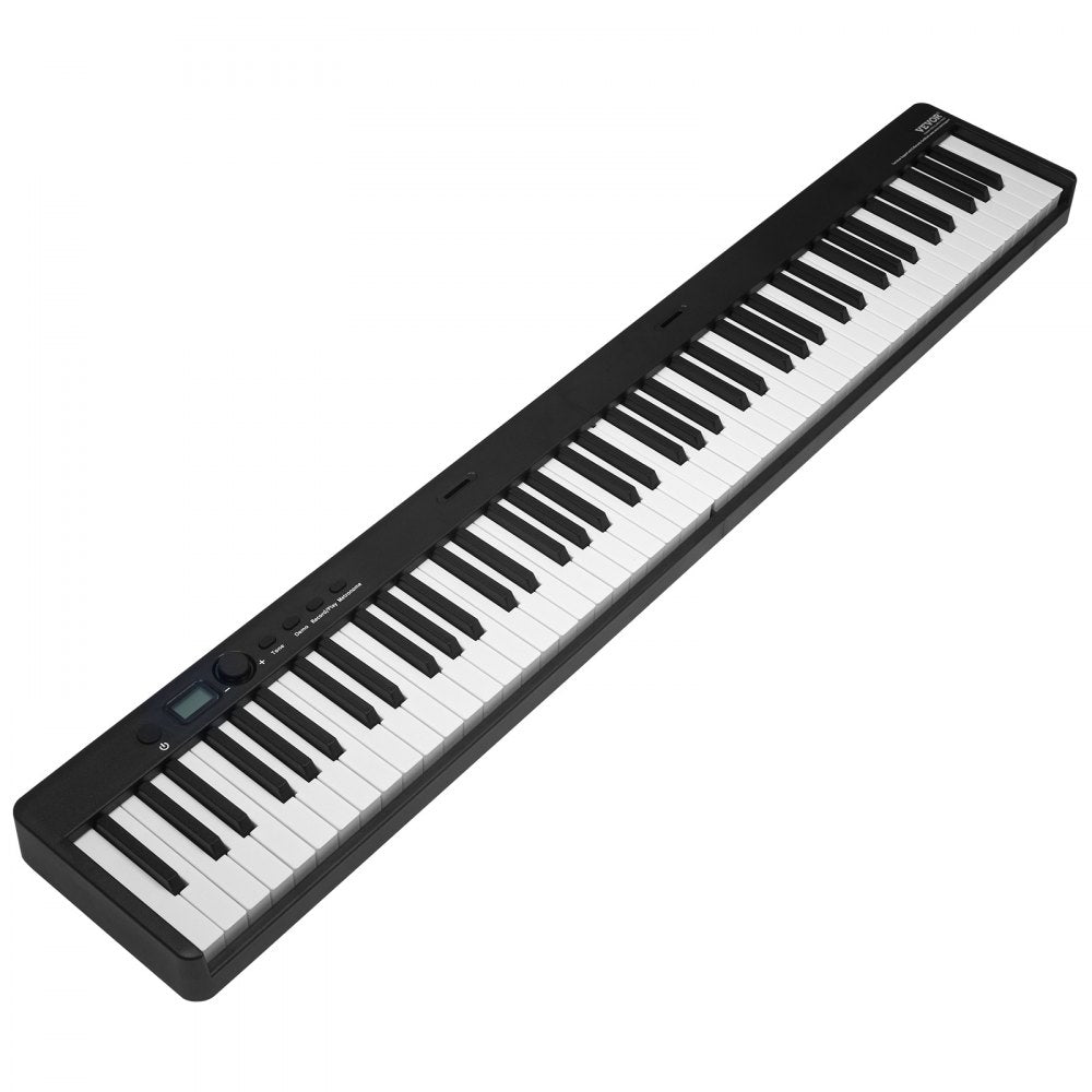 VEVOR 88 Key Folding Keyboard Piano, Bluetooth & MIDI, Portable Electronic Digital Foldable Piano with Sustain Pedal Bag Touch Sensitive Keys Headphones, Rechargeable for Beginners Teens Adults, Black