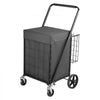 VEVOR Folding Shopping Cart, 24.3 Gal + 6.1 Gal Dual-Basket Grocery Cart, 220LBS Capacity, Steel Rolling Utility Cart with Waterproof Liner & 360° Swivel Wheel for Laundry, Shopping, Camping, Grocery