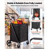 VEVOR Folding Shopping Cart, 36.7 Gal + 6.1 Gal Dual-Basket Grocery Cart, 260LBS Capacity, Large Rolling Utility Cart with Waterproof Liner & 360° Swivel Wheel for Laundry, Shopping, Camping, Grocery